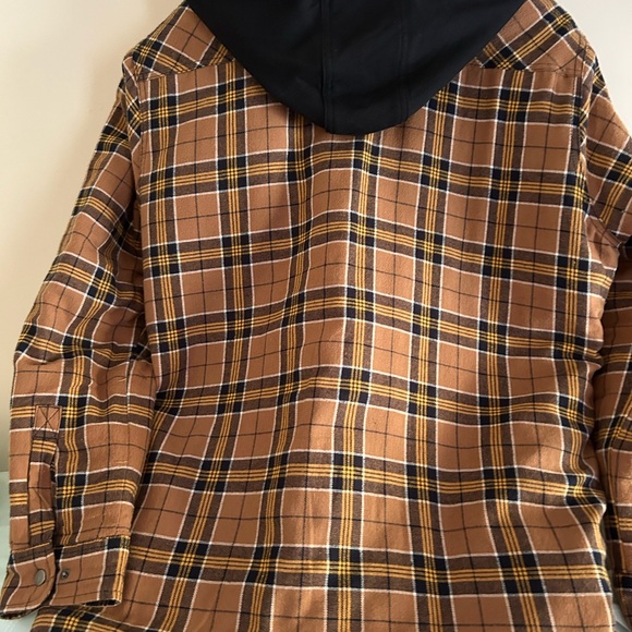 Men’s size XXL Berkley Jensen brown plaid heavy flannel jacket wth lining & hood - Picture 5 of 5